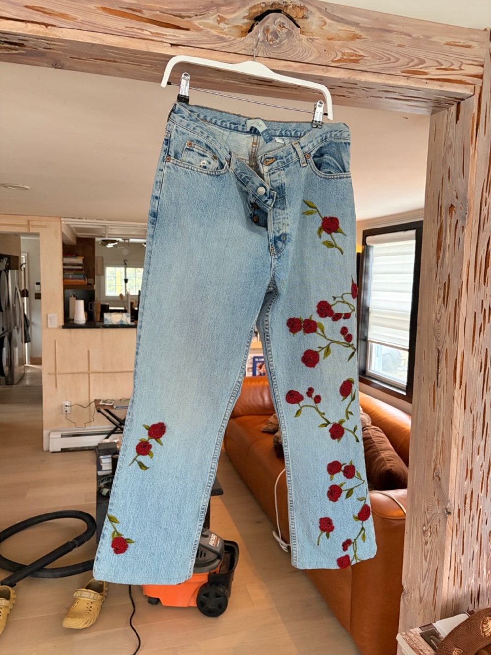 Vintage GAP Rose Beaded Light Blue Boot Cut Jeans size 16. No offers